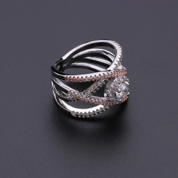 Designers Dream Silver&Rose Gold Round Diamond Ring - Picture 5 of 5